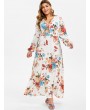 Plus Size Bohemian Floral Print Maxi A Line Dress - Milk White L