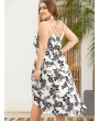 Plus Size High Low Floral Print Midi Dress - White 2x