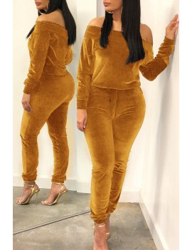 Lovely Leisure Basic Gold Two-piece Pants Set