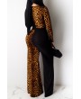 Lovely Sexy Leopard Printed Brown Two-piece Pants Set