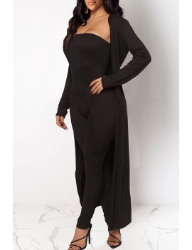 Lovely Casual Basic Skinny Black Two-piece Pants Set