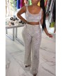 Lovely Sexy Spaghetti Straps Loose Silver Two-piece Pants Set
