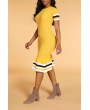 Lovely Chic Striped Yellow Knee Length Dress