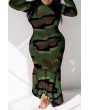 Lovely Casual Camouflage Printed Ankle Length Plus Size Dress