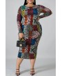 Lovely Casual Printed Multicolor Mid Calf Plus Size Dress