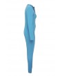 Lovely Casual Zipper Design Blue One-piece Jumpsuit