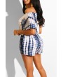 Lovely Casual Printed Lace-up White One-piece Romper