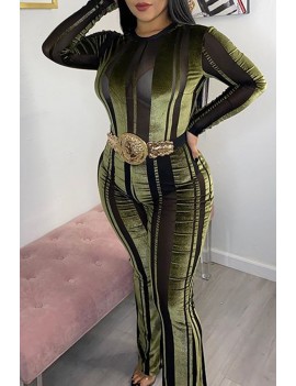 Lovely Trendy Striped Green One-piece Jumpsuit(Without Belt)