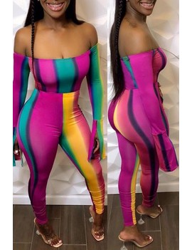 Lovely Sexy Striped Multicolor One-piece Jumpsuit