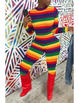 Lovely Chic Striped Skinny Multicolor One-piece Jumpsuit