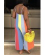 Lovely Casual V Neck Spaghetti Straps Striped Multicolor One-piece Jumpsuit