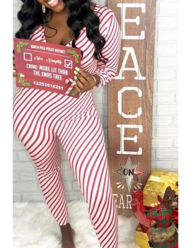 Lovely Casual Striped Skinny Red One-piece Jumpsuit