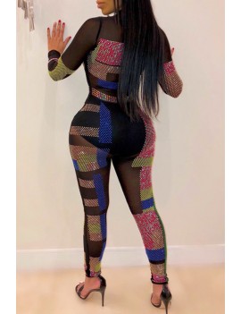 Lovely Sexy Hot Drilling Decorative Multicolor One-piece Jumpsuit