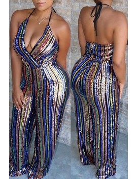 Lovely Sexy Backless Multicolor One-piece Jumpsuit