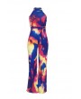 Lovely Casual Halter Neck Tie-dye Multicolor One-piece Jumpsuit